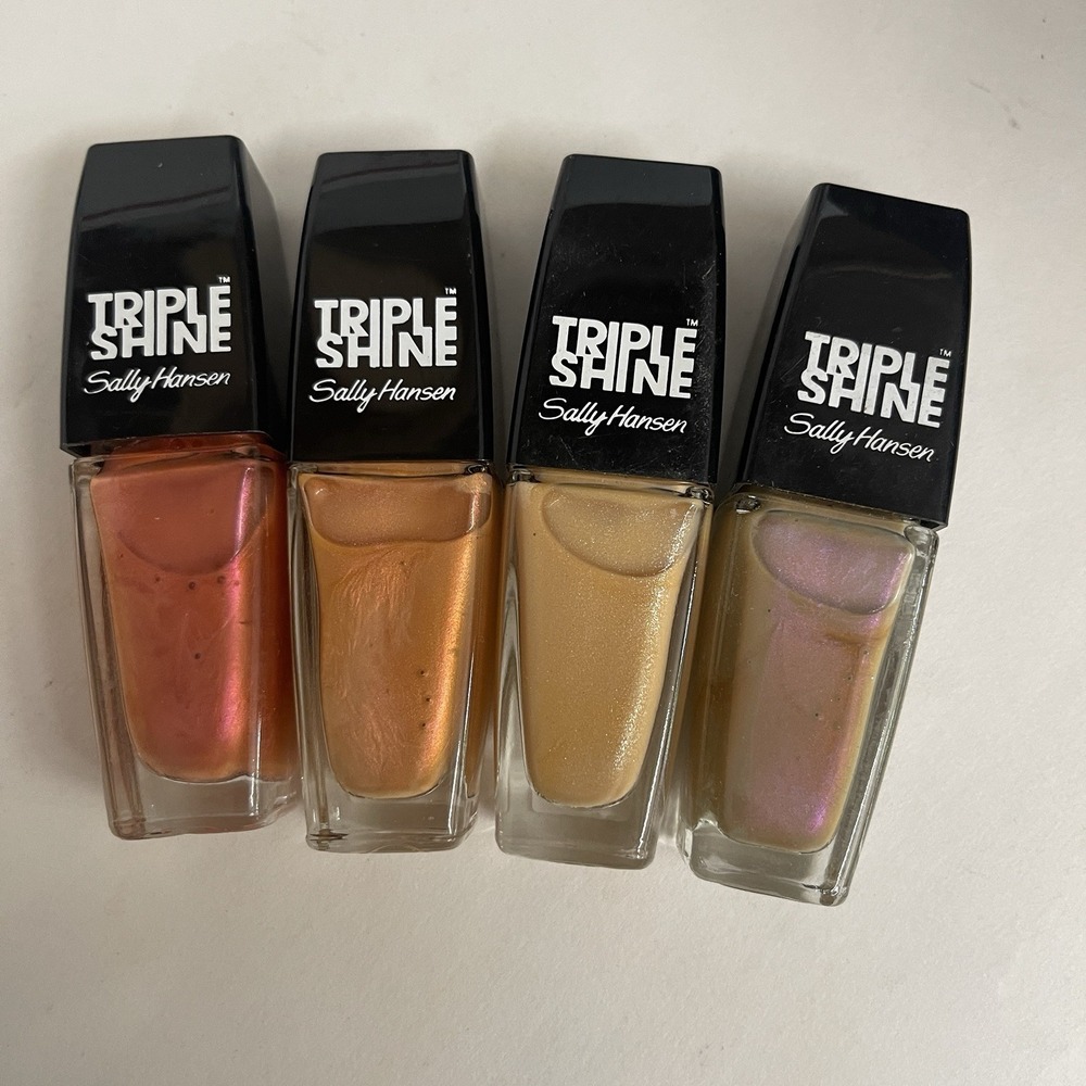 4 Sally Hansen Triple Shine Nail Polish Nail Color Multicolor Pink Purple
